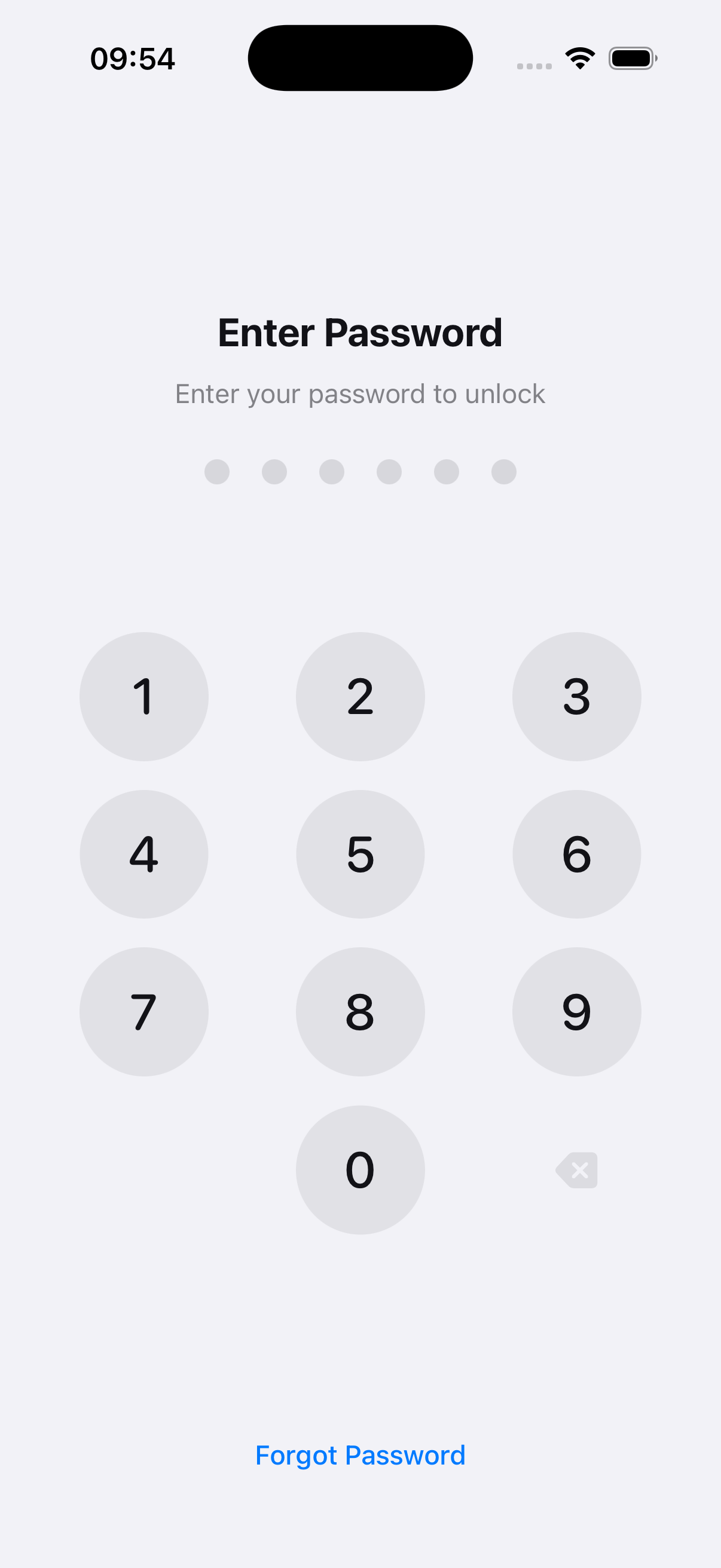 Passcode lock screen